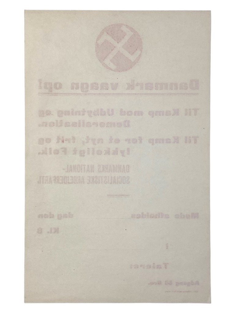Original WWII Danish DNSAP 'Danmark vaagn op!' Flyer — image 5