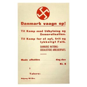 Original WWII Danish DNSAP 'Danmark vaagn op!' Flyer