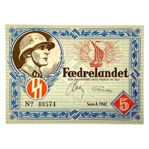 Original WWII Danish DNSAP propaganda note of 5 Kroners