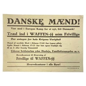 Original WWII Danish Waffen-SS recruitment poster 'Danske Mænd!'