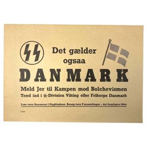 Original WWII Danish Waffen-SS poster for the 5. SS-Panzer-Division Wiking …