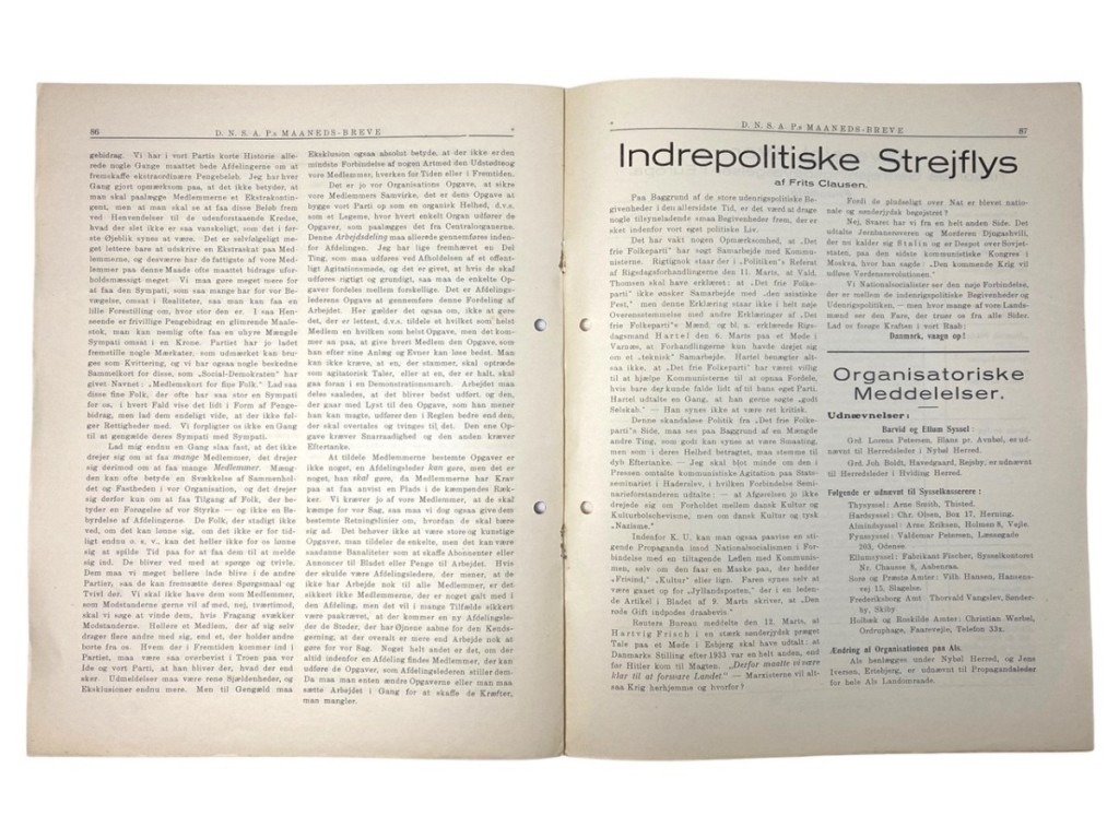 Original WWII Danish DNSAP Maaneds-Breve magazine – March 1936 — image 5