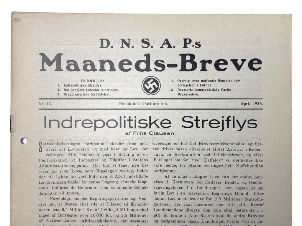 Original WWII Danish DNSAP Maaneds-Breve magazine – April 1936 — image 2