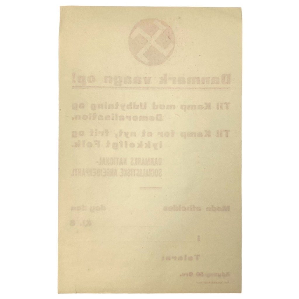 Original WWII Danish DNSAP 'Danmark vaagn op!' Flyer — image 6