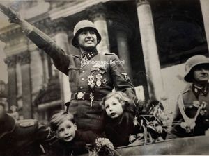 Original WWII Walloon Waffen-SS photo of Leon Degrelle in Brussels