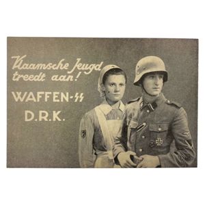 Original WWII Flemish Waffen-SS/DRK post card