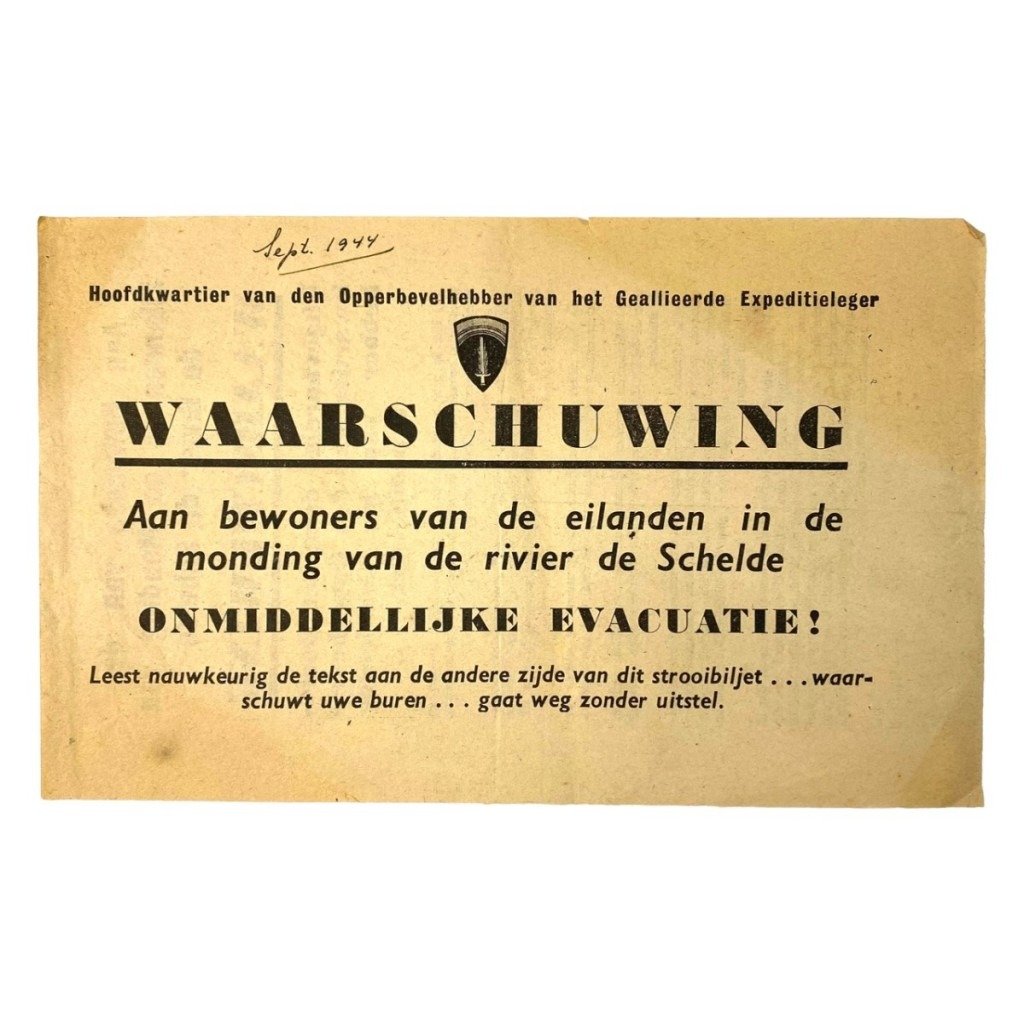 Original WWII Allied dropping leaflet regarding the Schelde