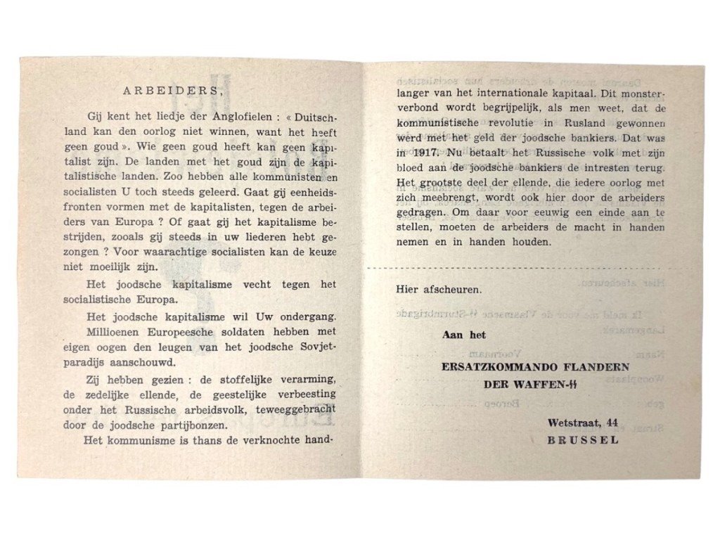 Original WWII Flemish SS-Sturmbrigade Langemarck recruitment flyer — image 2