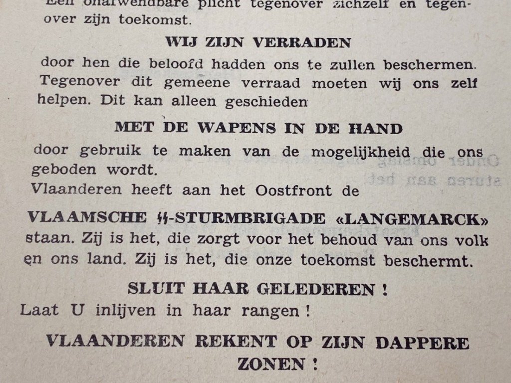 Original WWII Flemish SS-Sturmbrigade Langemarck recruitment flyer — image 3
