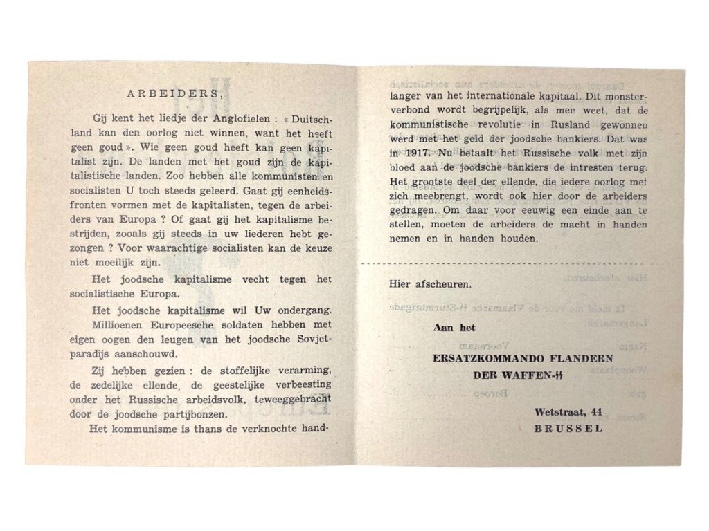 Original WWII Flemish SS-Sturmbrigade Langemarck recruitment flyer — image 2