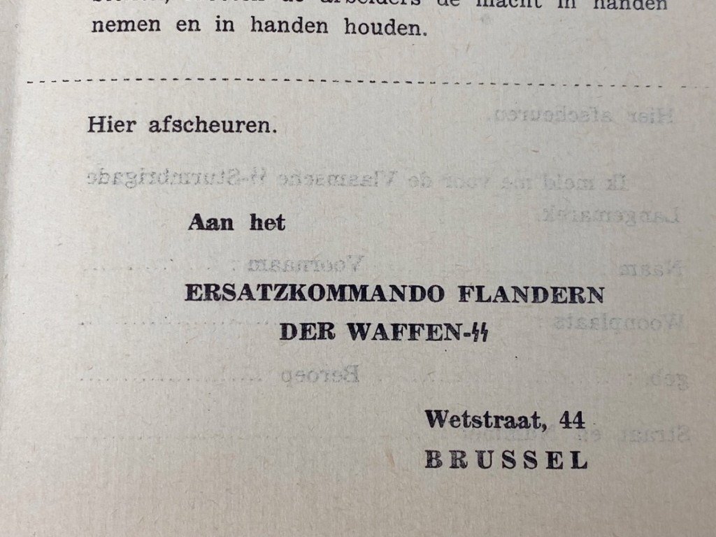 Original WWII Flemish SS-Sturmbrigade Langemarck recruitment flyer — image 3
