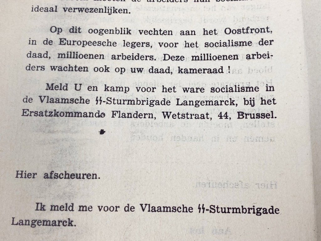 Original WWII Flemish SS-Sturmbrigade Langemarck recruitment flyer — image 4