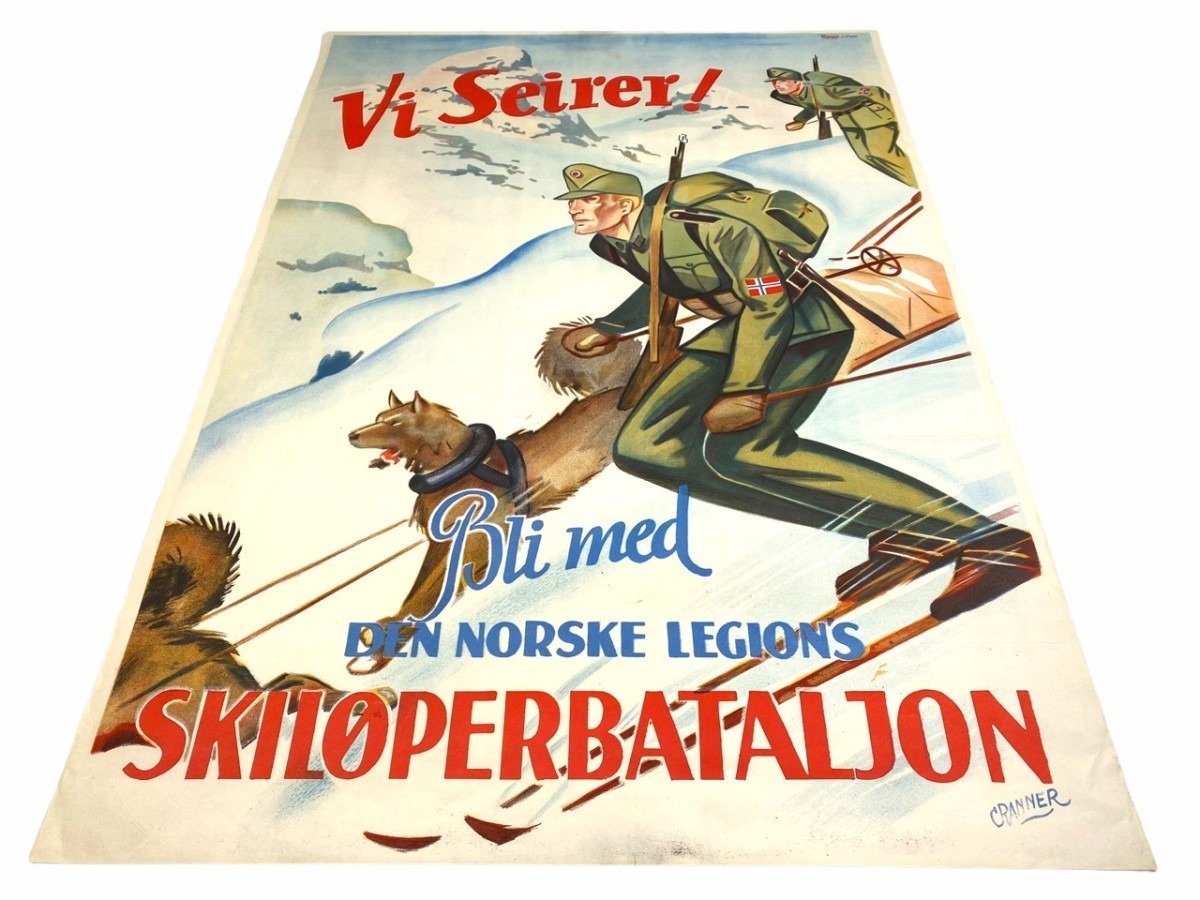 Original WWII Norwegian Waffen-SS poster 'Vi seirer! Bli med Den Norske Legions Skiløperbataljon' — image 2