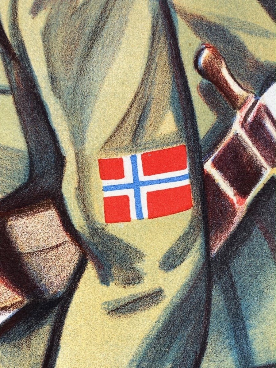 Original WWII Norwegian Waffen-SS poster 'Vi seirer! Bli med Den Norske Legions Skiløperbataljon' — image 5