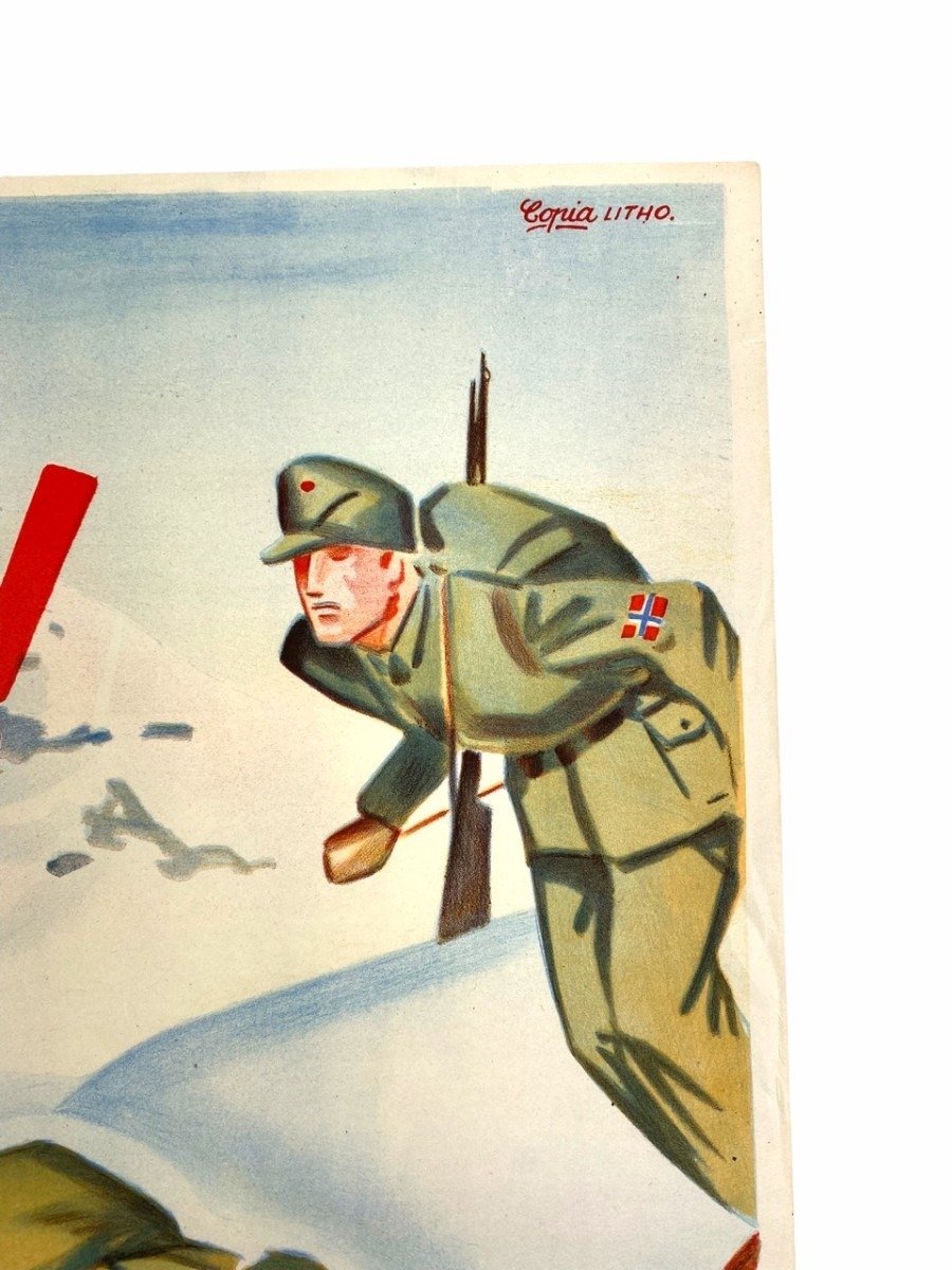 Original WWII Norwegian Waffen-SS poster 'Vi seirer! Bli med Den Norske Legions Skiløperbataljon' — image 9
