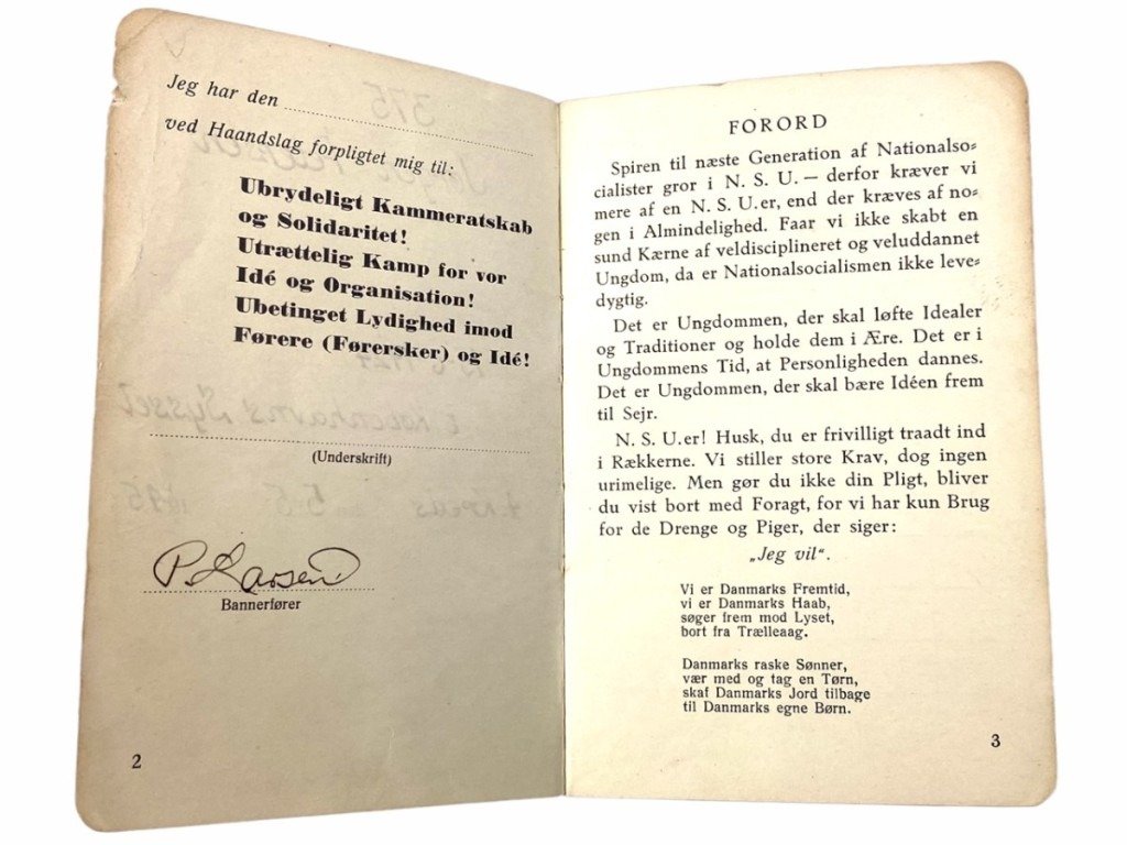 Original WWII Danish N.S.U. membership booklet — image 3