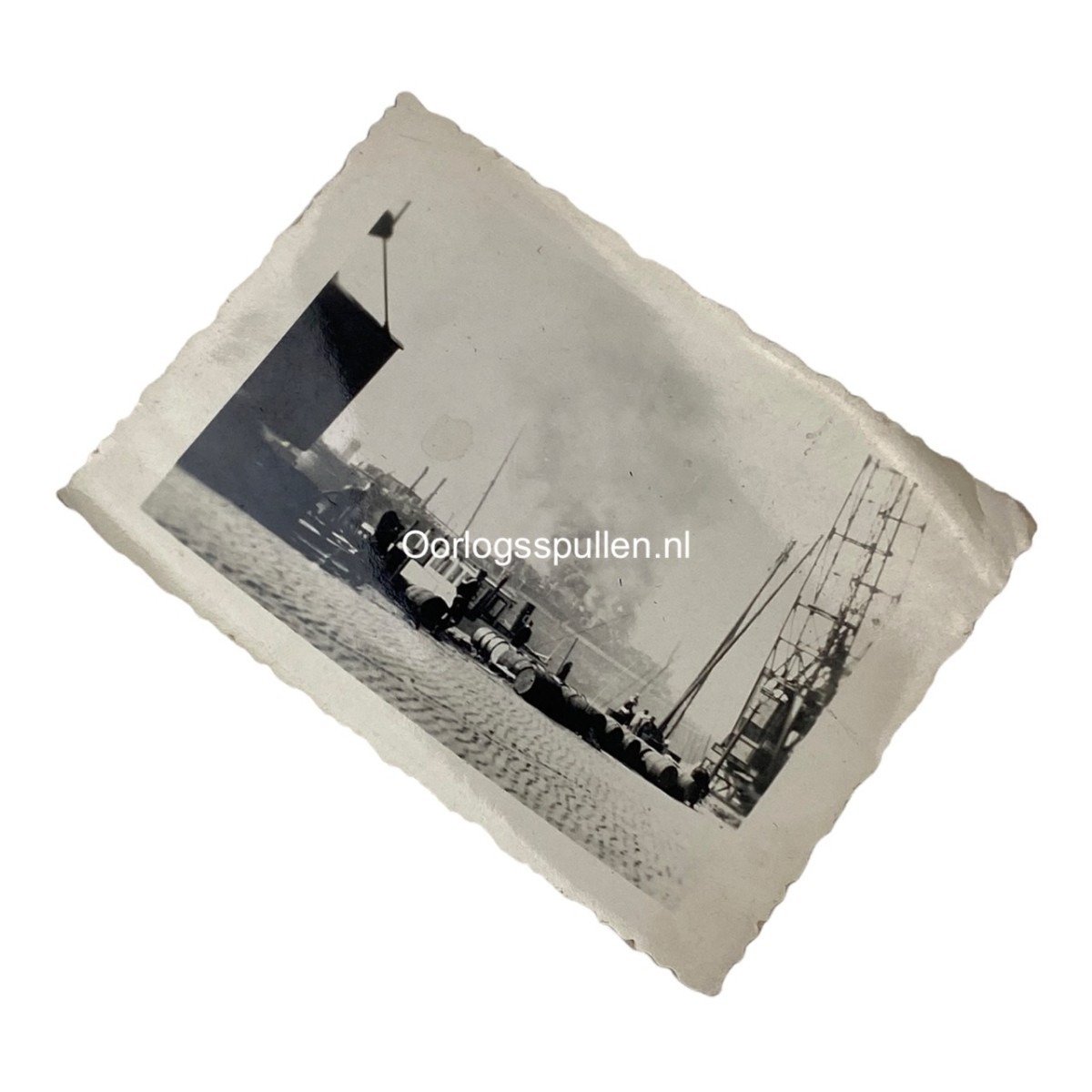 Original WWII Dutch photo – SS Statendam ship in flames in the harbor of Rotterdam — image 2