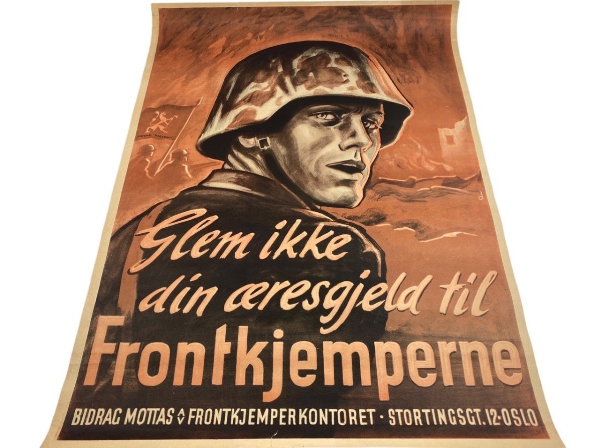 Original WWII Norwegian Waffen-SS poster 'Glem ikke din æresgjeld til Frontkjemperne' — image 2