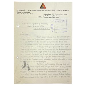 Original WWII Dutch NSB letter – Book Volk en Vaderland