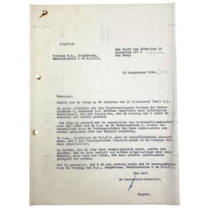 Original WWII Dutch NSB letter Secretary-General Huygen – Corporation between …
