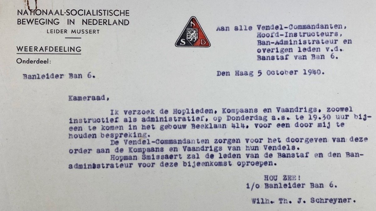 Original WWII Dutch NSB letter 'Schreyner' — image 2