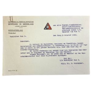 Original WWII Dutch NSB letter 'Schreyner'