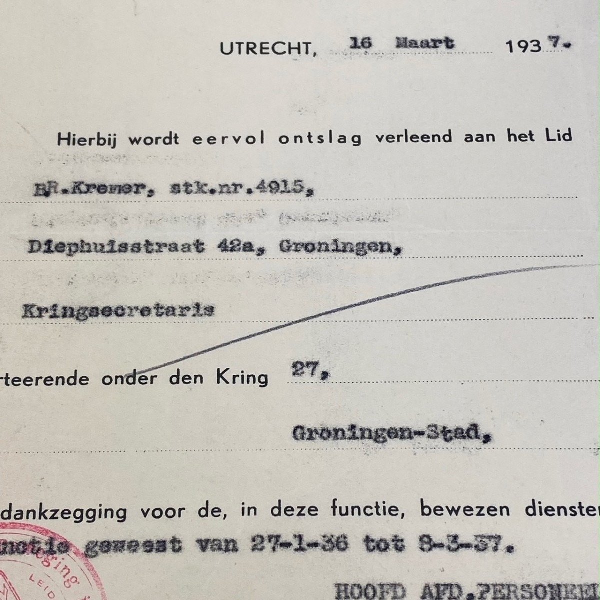 Original WWII Dutch NSB resignation document Groningen — image 3