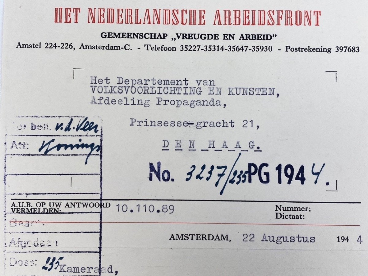 Original WWII Nederlandsche Arbeidsfront document Amsterdam/Den Haag — image 2