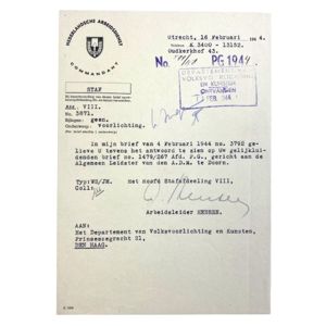 Original WWII Nederlandse Arbeidsdienst document Doorn/Utrecht