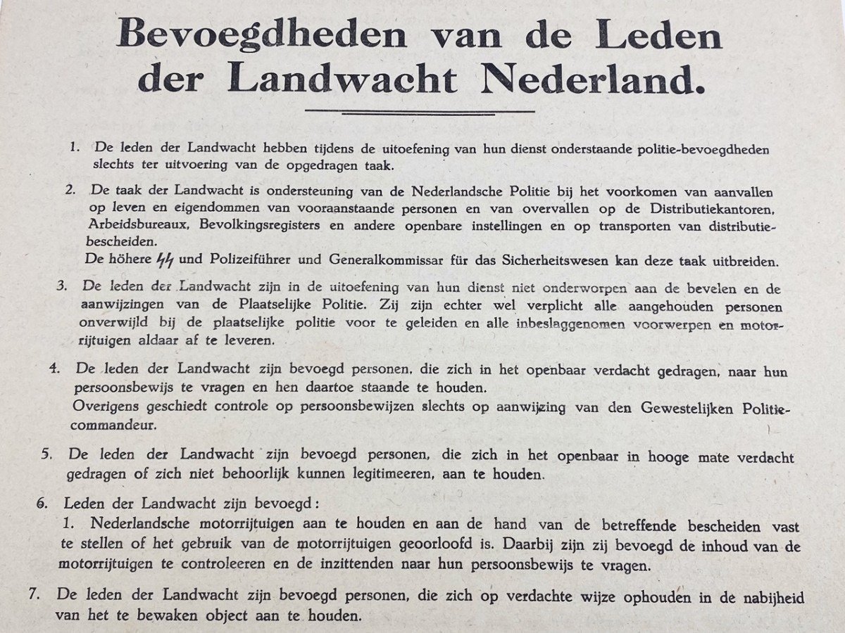 Original WWII Dutch 'Landwacht Nederland' authorizations list — image 2
