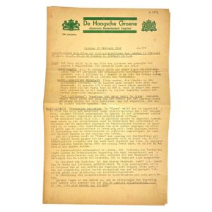 Original WWII Dutch resistance newspaper – De Haagsche Groene