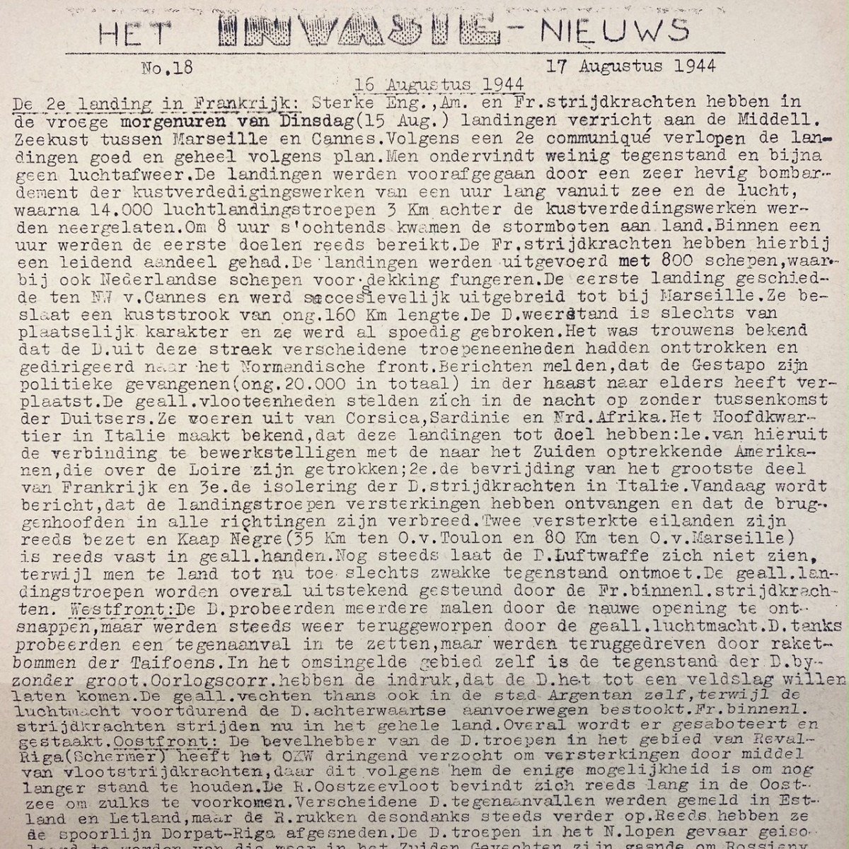 Original WWII Dutch resistance newspaper – Het Invasie nieuws — image 3