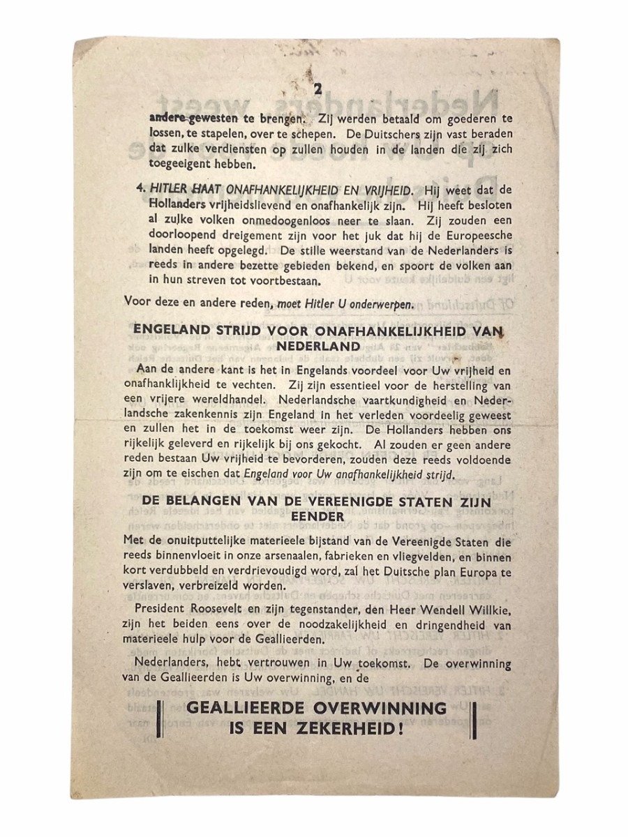 Original WWII Allied dropping leaflet for the Netherlands — image 3