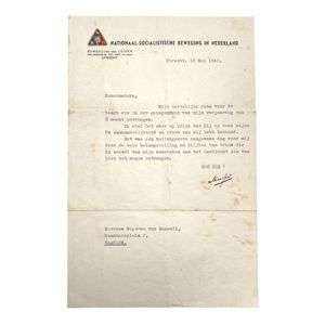 Original WWII Dutch NSB letter Anton Mussert
