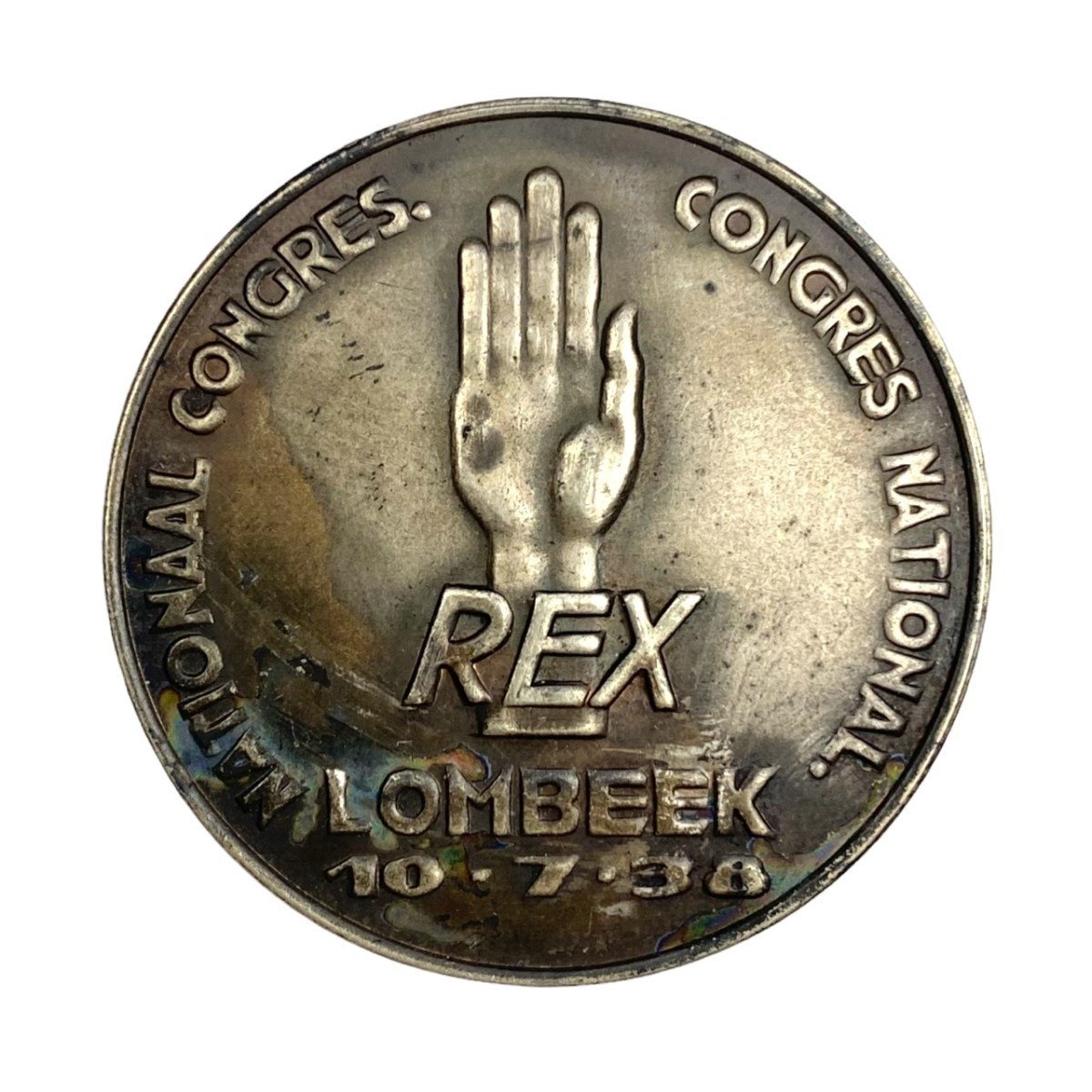 Original WWII Walloon REX pin with event booklet — image 2