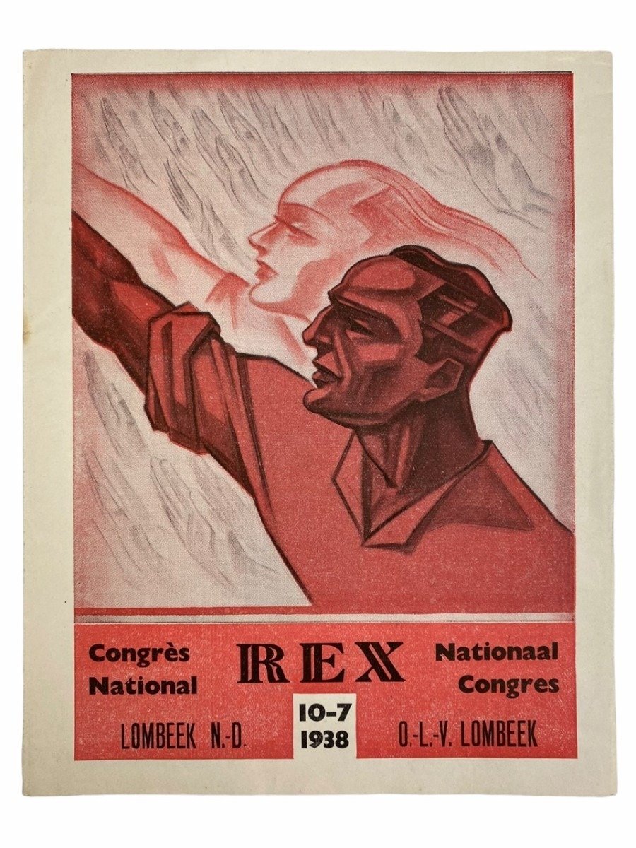 Original WWII Walloon REX pin with event booklet — image 4