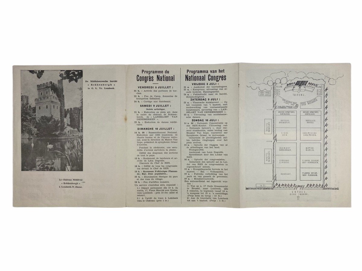 Original WWII Walloon REX pin with event booklet — image 6