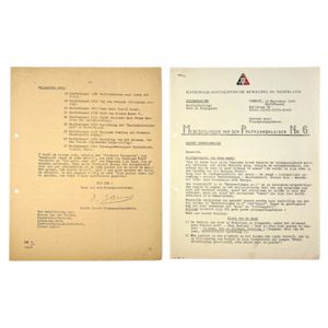 Original WWII Dutch NSB document 'Announcements from the Propaganda leader'