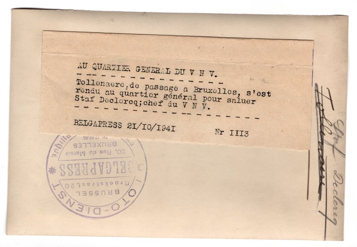 Original WWII Flemish Waffen-SS photo Reimond Tollenaere & Staf Declercq in Brussel — image 2