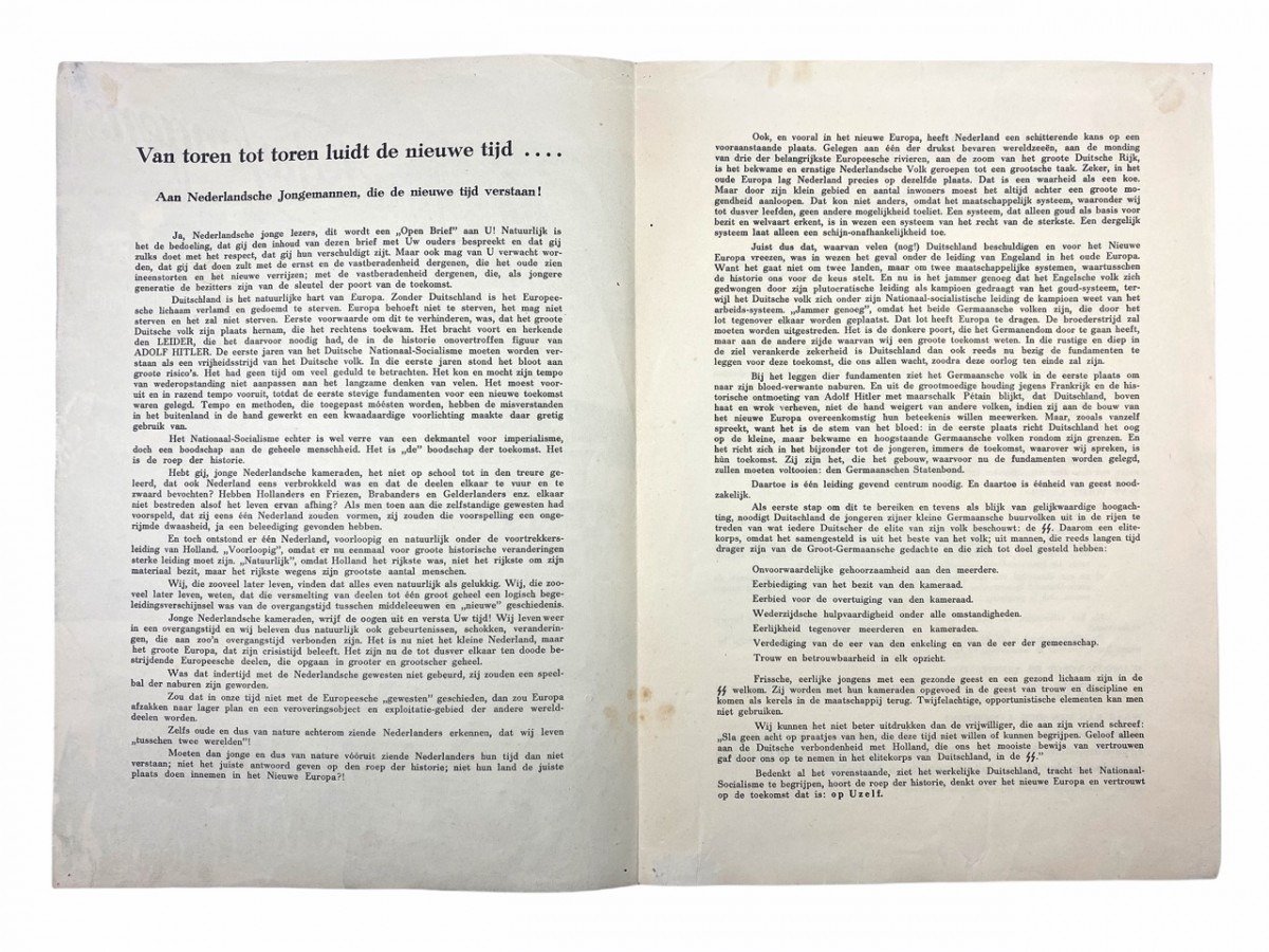 Original WWII Dutch Waffen-SS 'Westland' recruitment leaflet — image 3