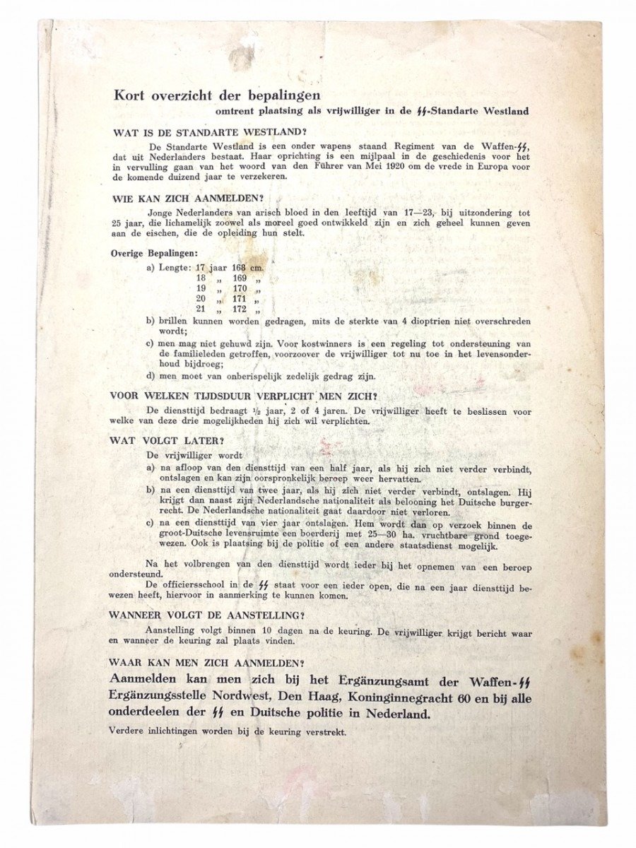 Original WWII Dutch Waffen-SS 'Westland' recruitment leaflet — image 5