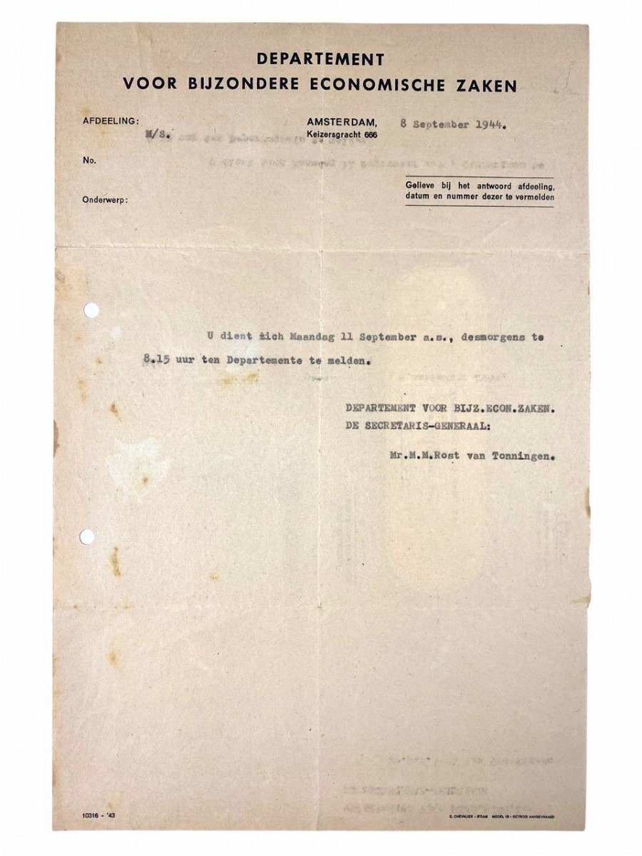 Original WWII Dutch NSB Rost van Tonningen letter and portrait photo — image 3