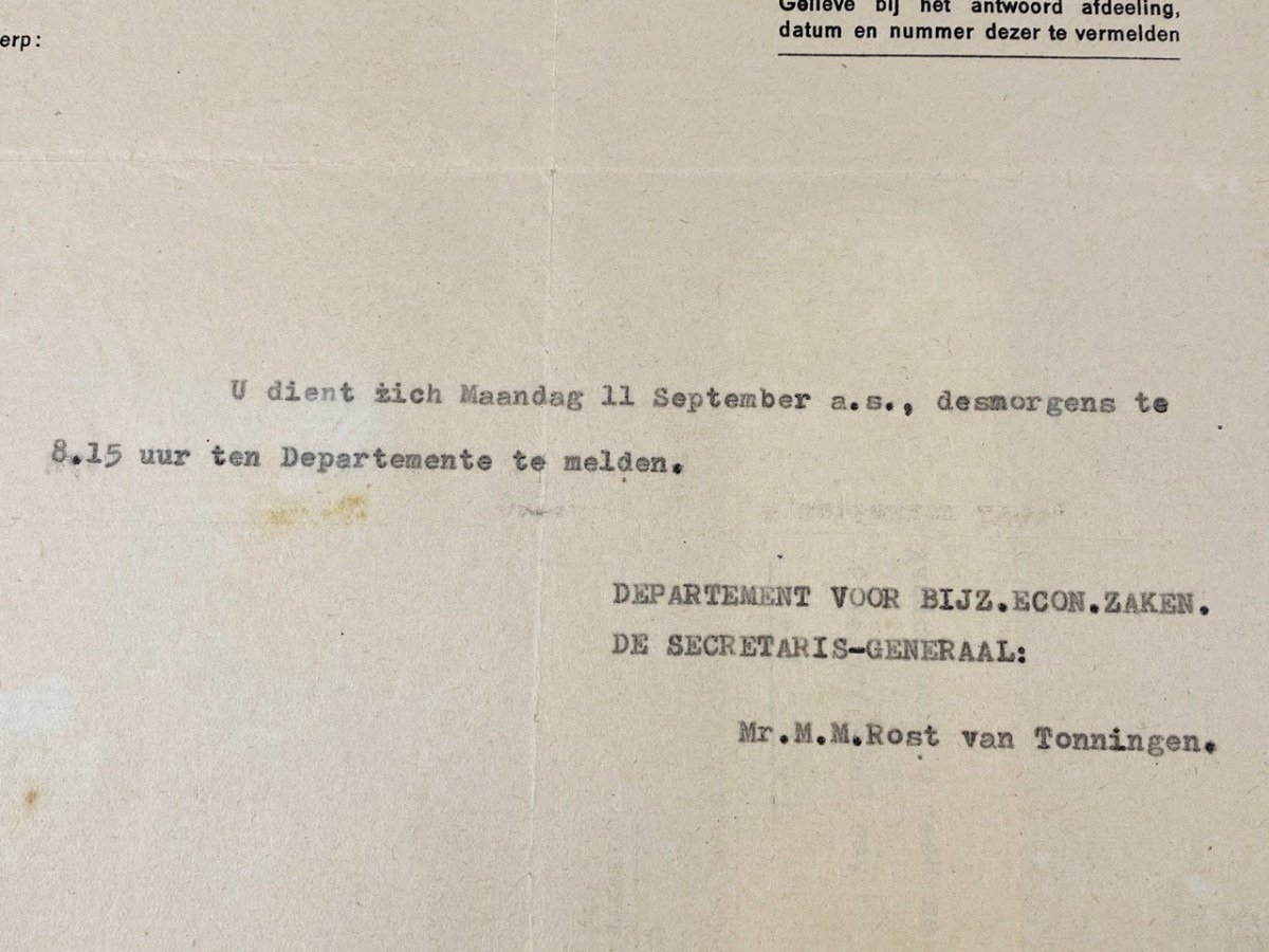 Original WWII Dutch NSB Rost van Tonningen letter and portrait photo — image 5