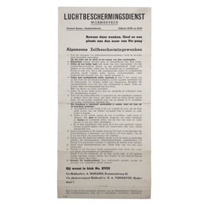 Original WWII Dutch 'Luchtbeschermingsdienst' document Wormerveer