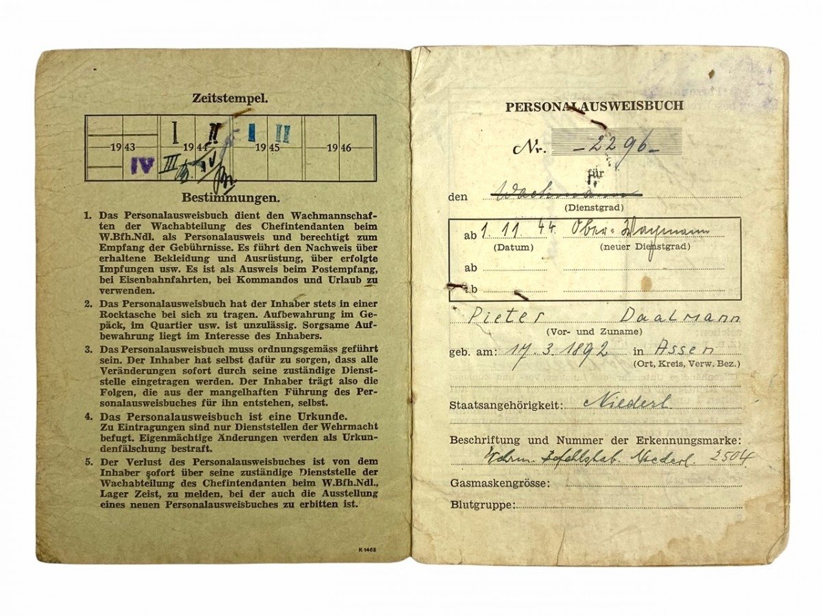 Original WWII Dutch Wachabteilung ausweis and forged Dutch ID card — image 3