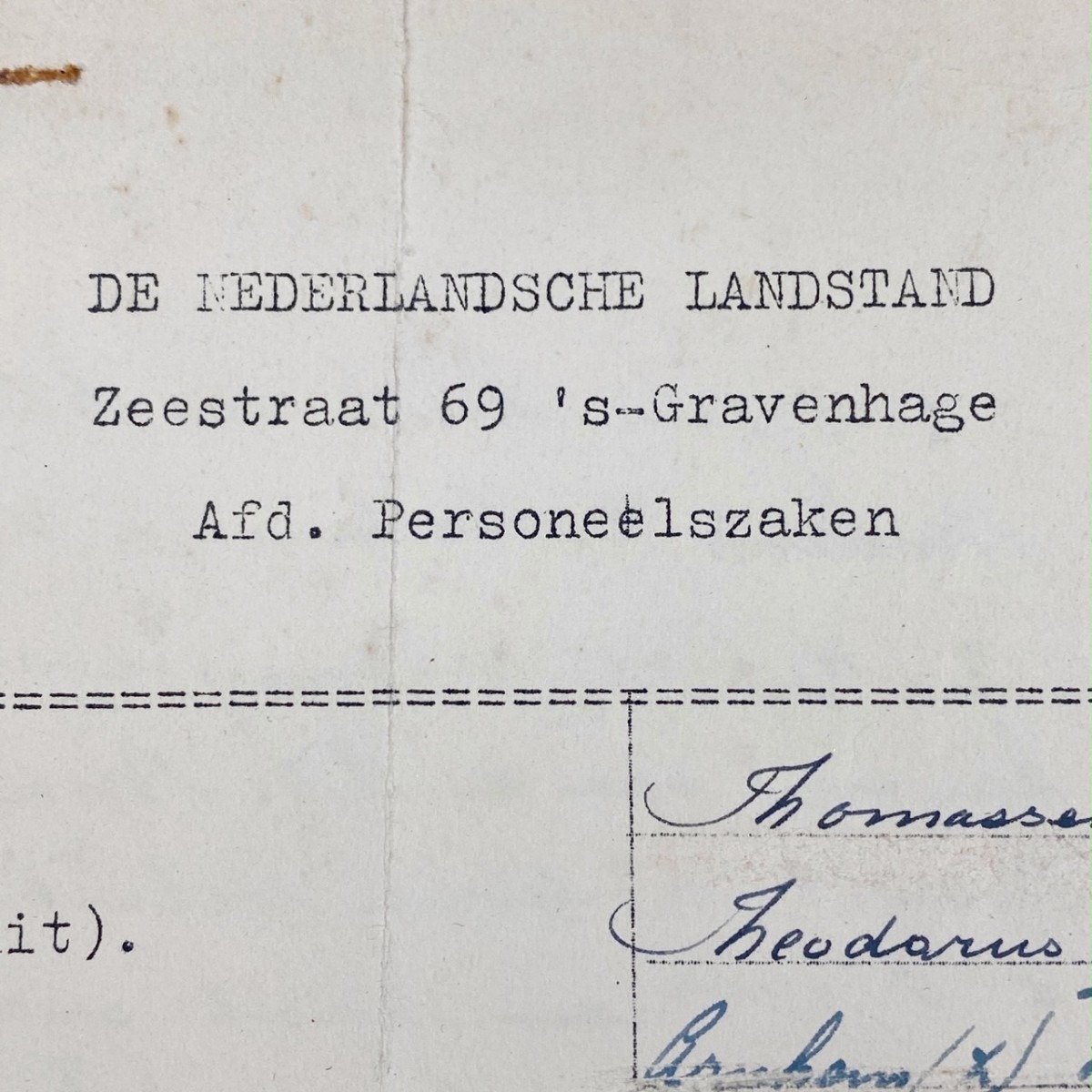 Original WWII Nederlandsche Landstand registration form Arnhem — image 3