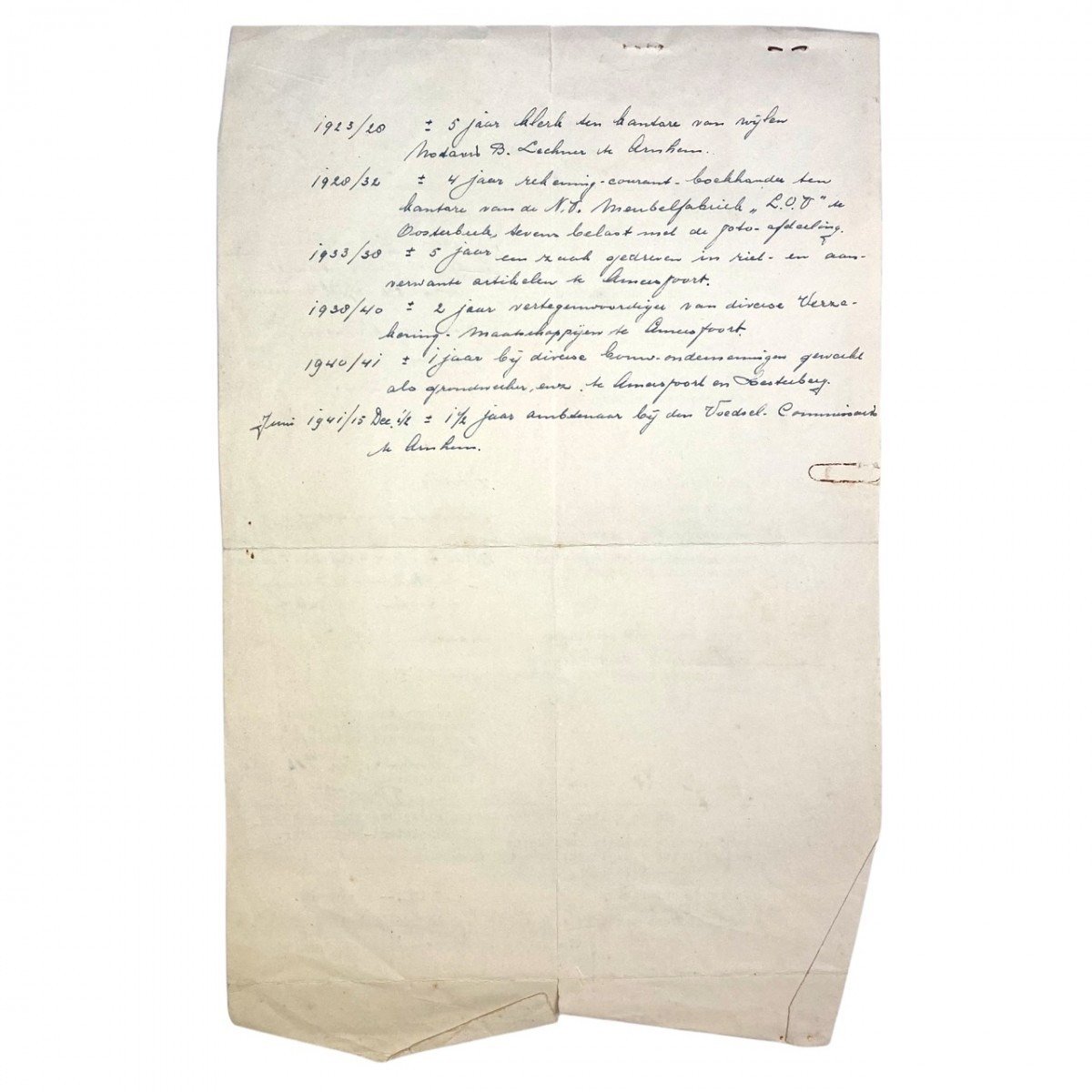 Original WWII Nederlandsche Landstand registration form Arnhem — image 4