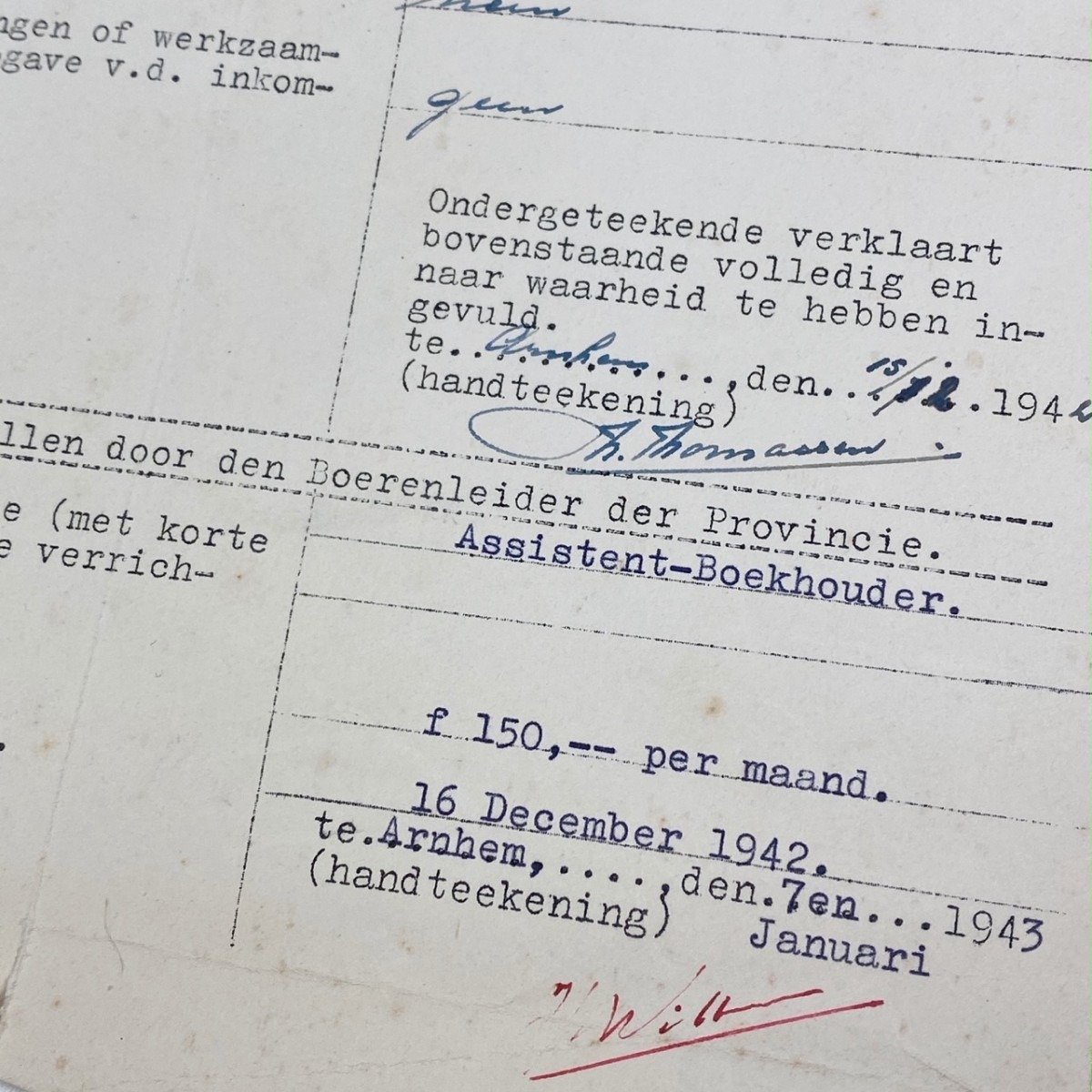 Original WWII Nederlandsche Landstand registration form Arnhem — image 6