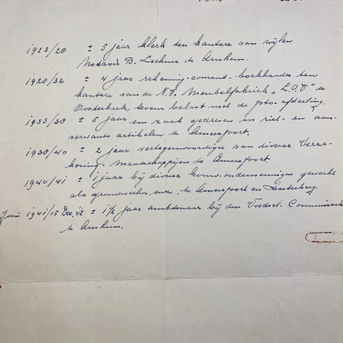 Original WWII Nederlandsche Landstand registration form Arnhem — image 7