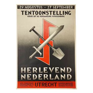 Original WWII Dutch NSB poster 'Herlevend Nederland' exhibition Utrecht